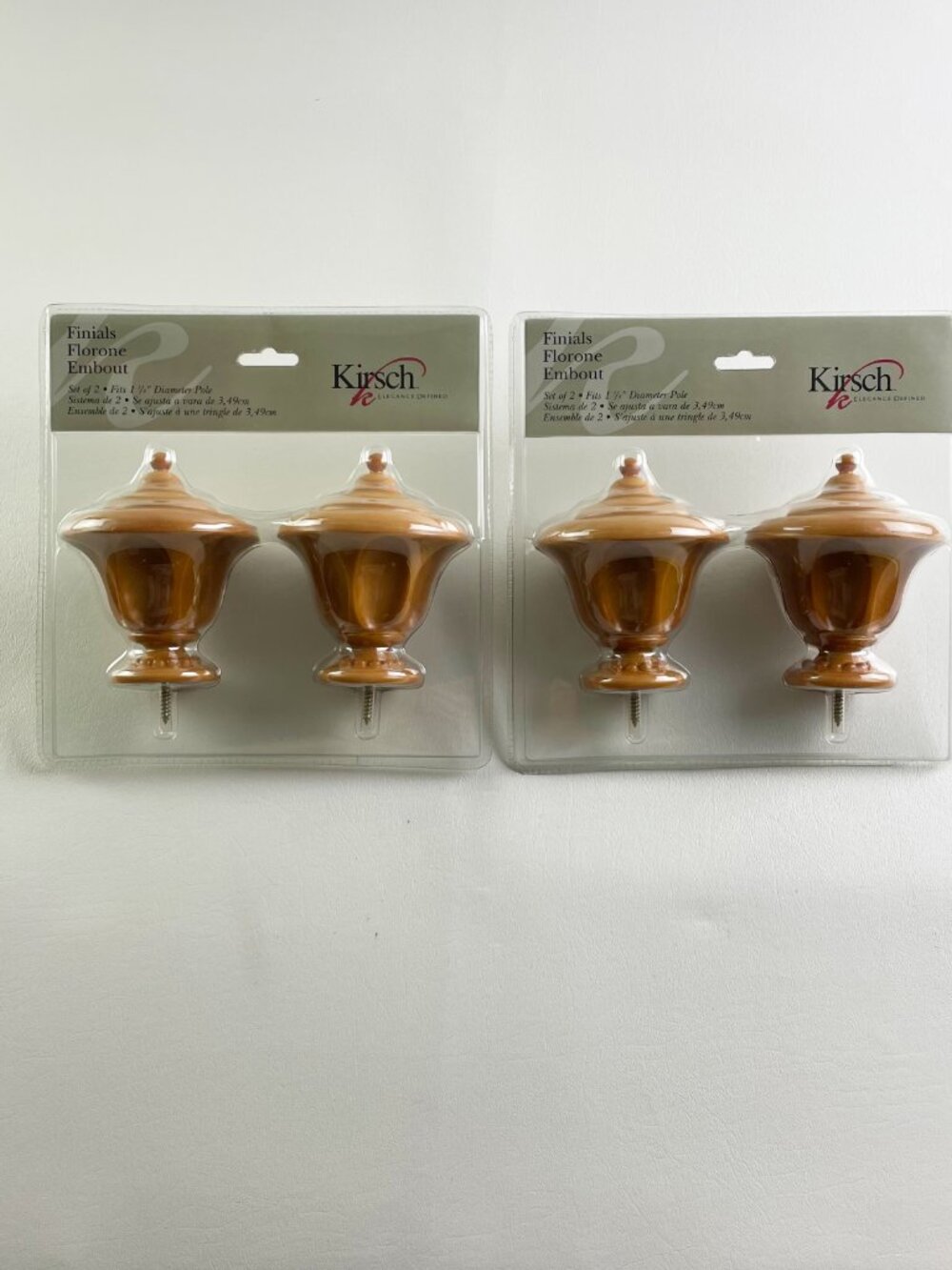 Kirsch Warm Oak Tulip Finials for 1 3/8" Diameter Pole (2 Packs / 4 Total)
